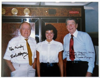 Item #1035 Color Photographed Inscribed by Both; Good Association. Ronald Reagan, Bob Hope