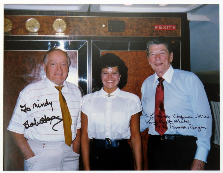 Item #1035 Color Photographed Inscribed by Both; Good Association. Ronald Reagan, Bob Hope.