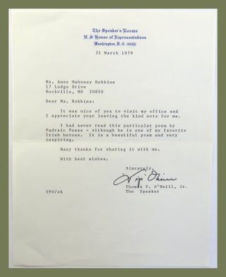 Item #105 Typed Letter Signed. Thomas P. Jr O'Neill, Tip