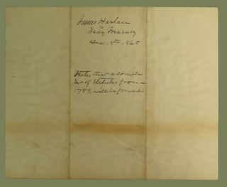Complying with a Request for a Complete Set of the Laws of the United States, from March 4, 1789 to the close of the 38th Congress, in a Manuscript Letter