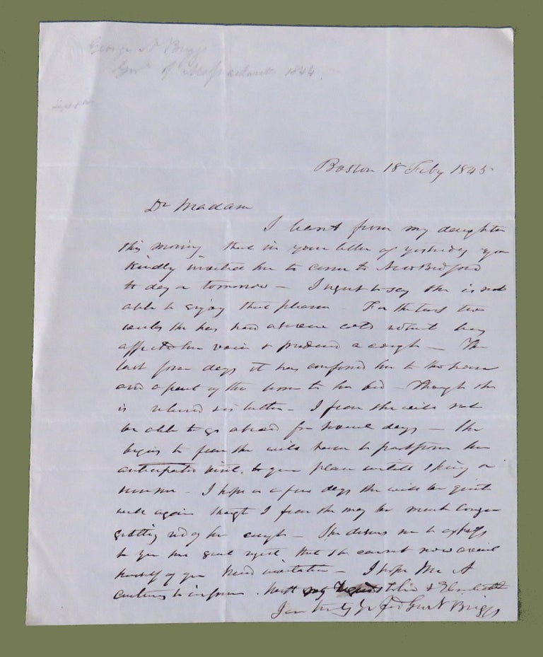 Item #1511 Autograph Letter Signed. George Nixon Briggs.