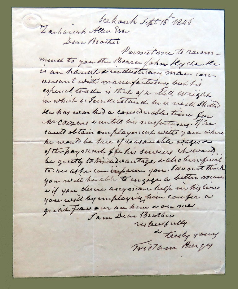 Item #1534 Autograph Letter Signed. Tristam Burges.