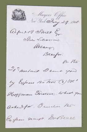 Item #1545 ALS to Alfred B. Sheet, NY State Librarian. John T. Hoffman