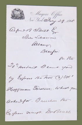 Item #1545 ALS to Alfred B. Sheet, NY State Librarian. John T. Hoffman