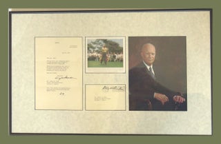 Item #221 TLS, Photograph (2), Franked Envelope Framed. Dwight Eisenhower
