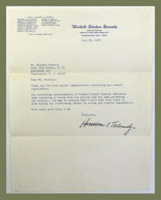Item #224 Typed Letter Signed. Herman E. Talmadge