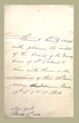 Holographic Letter; Addressed to The Society of the Friendly Sons of St. Patrick. Ulysses S. Grant.