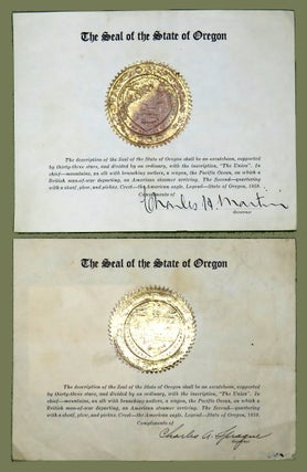 Item #2673 The Seal of the State of Oregon. Charles H. Martin, Charles A. Sprague