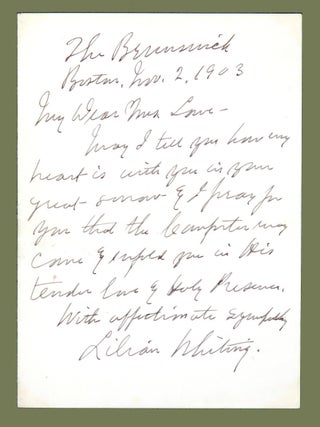 Item #2675 Autograph Note Signed. Lilian Whiting