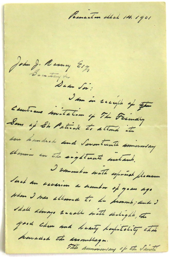 Item #271 Autographed Letter Signed. Grover Cleveland.
