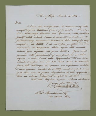Autograph Letter Signed (ALS. Hamilton Fish.
