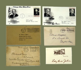Item #2826 Seven First Lady Autographs. Mary Lord Harrison, Grace Coolidge Edith K. Roosevelt,...