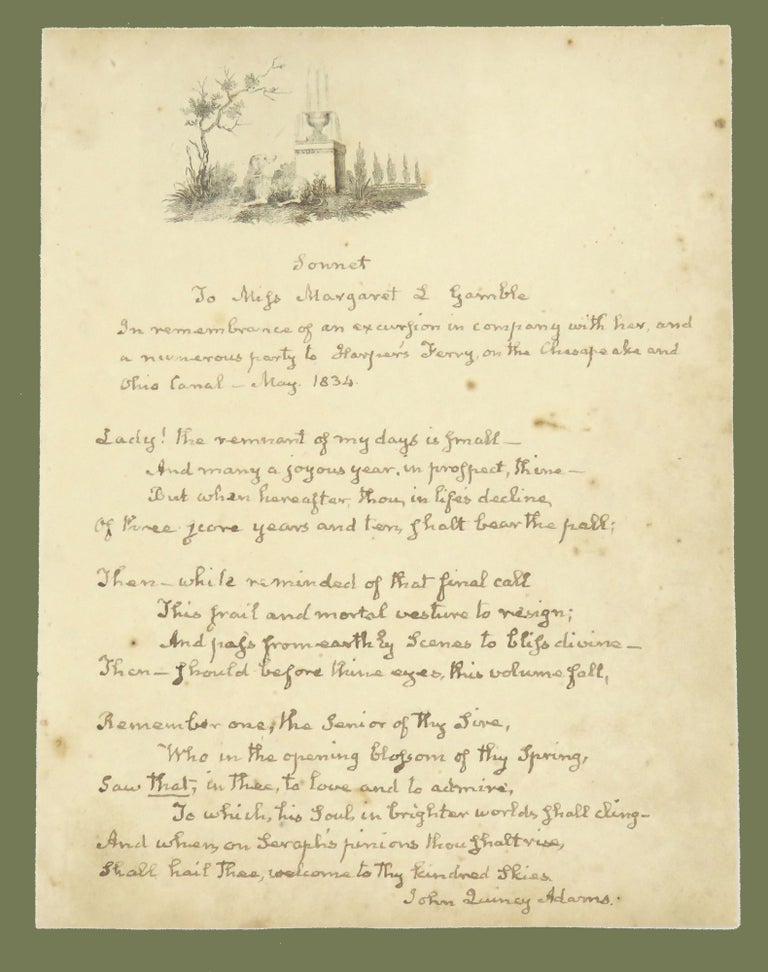 Item #3083 Autograph Poem Signed. John Quincy Adams.