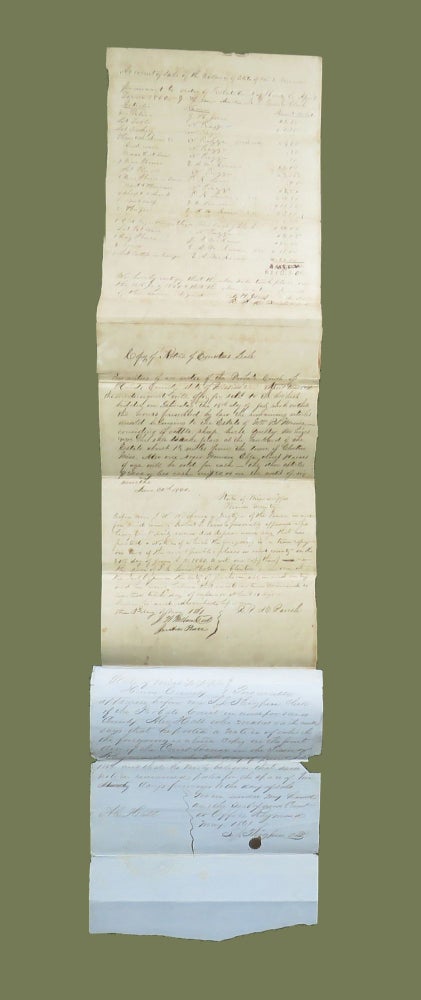 Item #3084 Probate Accounting of Estate Sale; Including the Sale of Slave. William B. Mower.