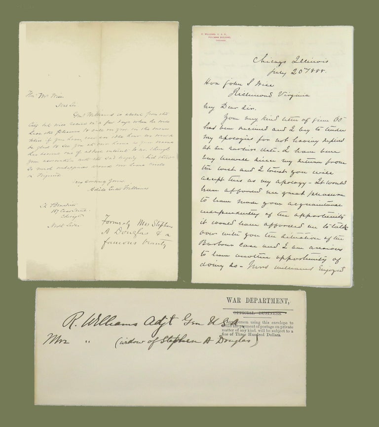 Item #3087 Autograph Letter Signed. Adele Cutts Douglas Williams, Robert Williams.
