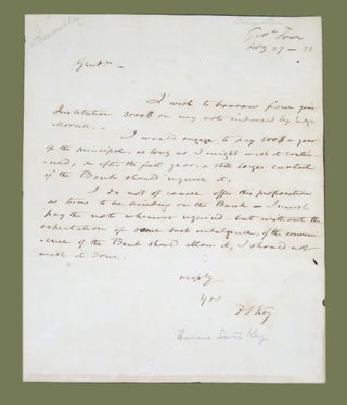 Item #3097 Manuscript Letter: Seeking Bank Loan. Francis Scott Key
