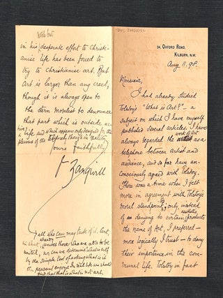 Item #3361 Manuscript Letter. Israel Zingwill
