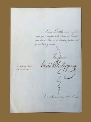 Item #3440 Signed Royal Command from the King. Louis Phillipe