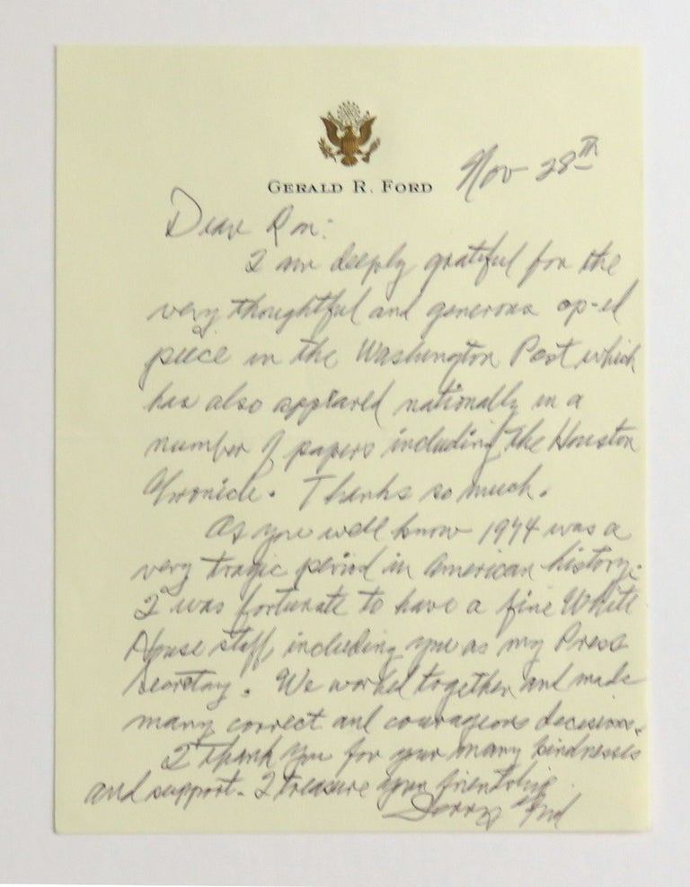 Item #825 Holographic Letter Signed. Gerald Ford.